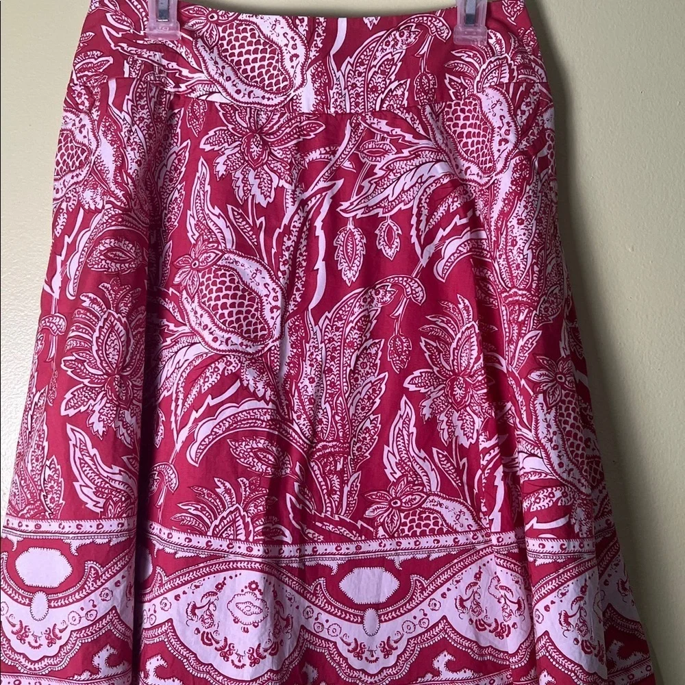 Talbots Red and White A-Line Skirt